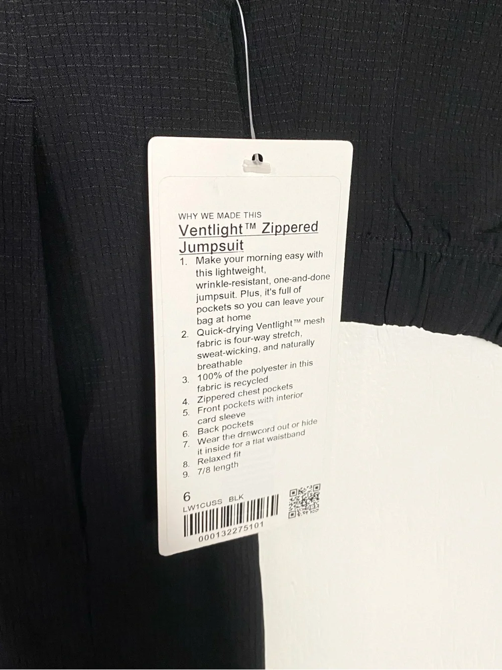 Lululemon Ventlight Zippered Jumpsuit Black